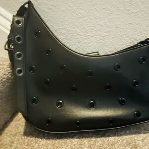 Betsey Johnson Black Shoulder Bag with Grommet Detail